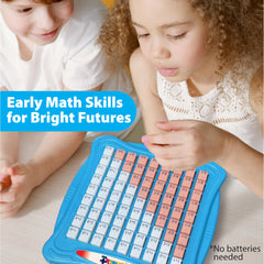 Small World Toys Pluses and Minuses keyboard with blue base supports portable classroom or travel play.
