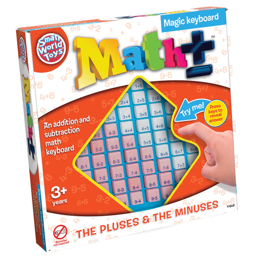 Small World Toys Preschool Pluses and Minuses keyboard front view for hands-on math practice.