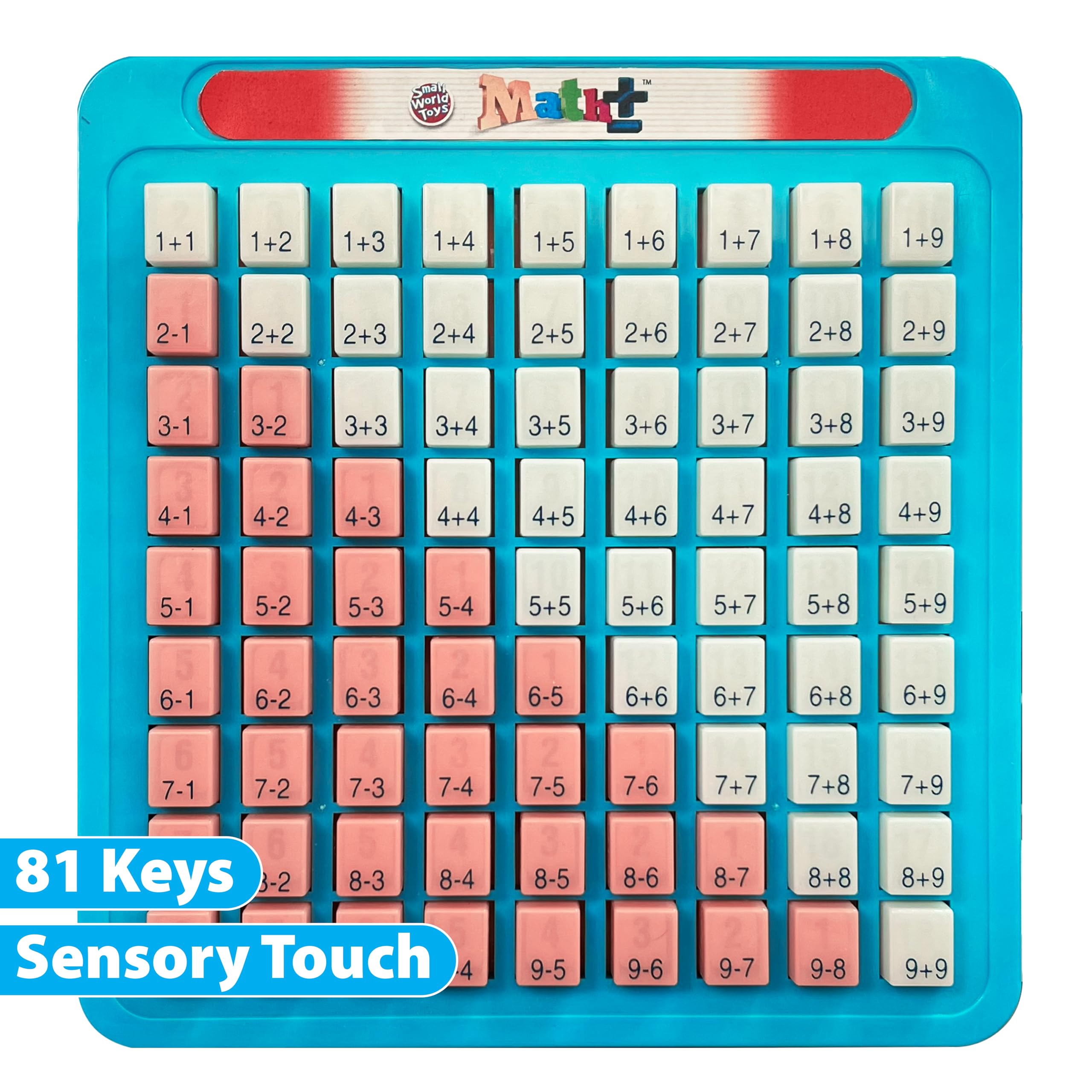 Small World Toys keyboard being pressed by a child demonstrates interactive, screen-free learning.