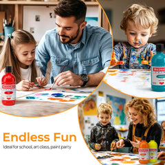 Kids enjoy finger painting with Smallbudi washable paint; easy cleanup afterward.