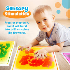 Small Fish liquid play mats 12x12 – engaging lava motion to boost stepping and balance.