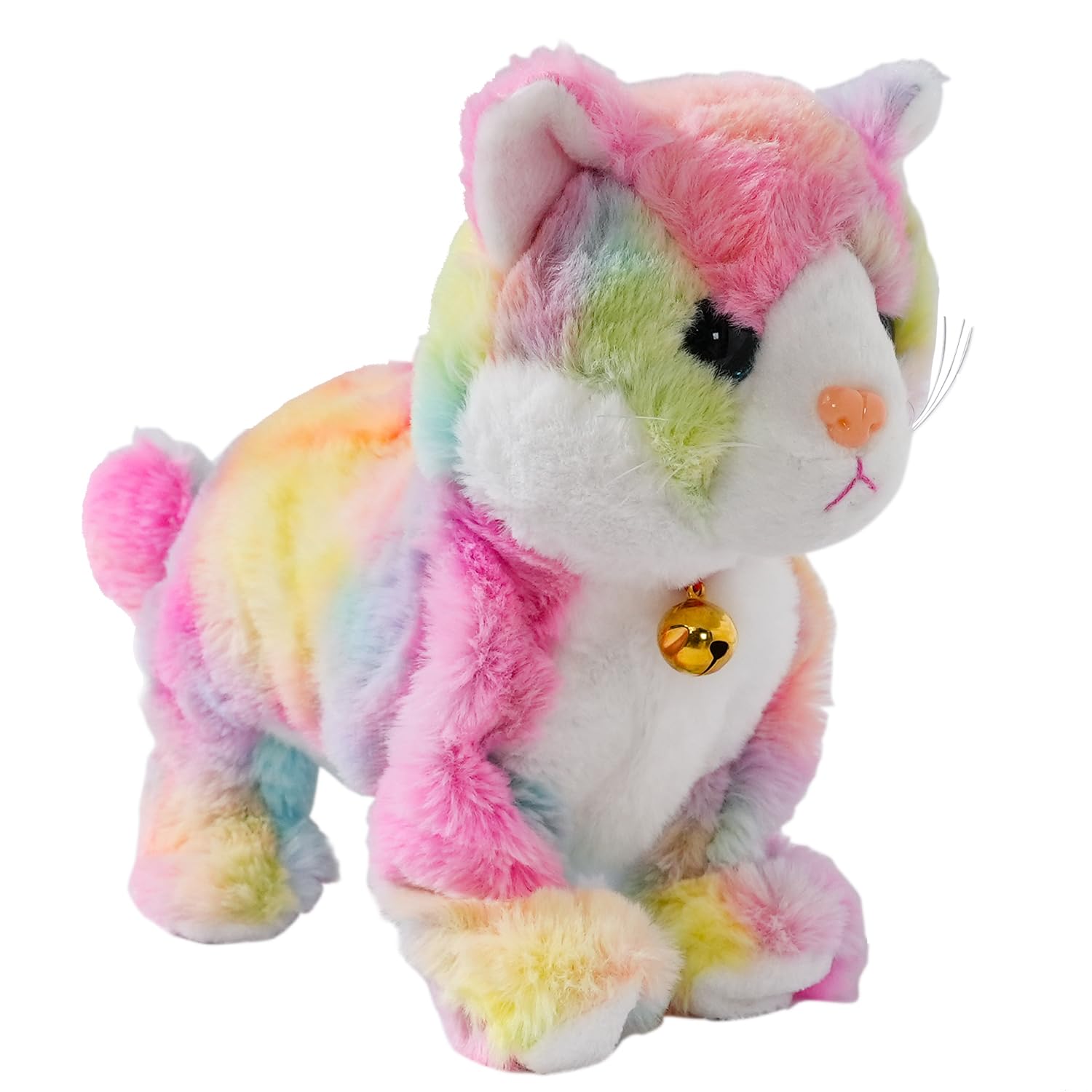 Smalody interactive plush cat with LED eyes lights up during playtime for kids