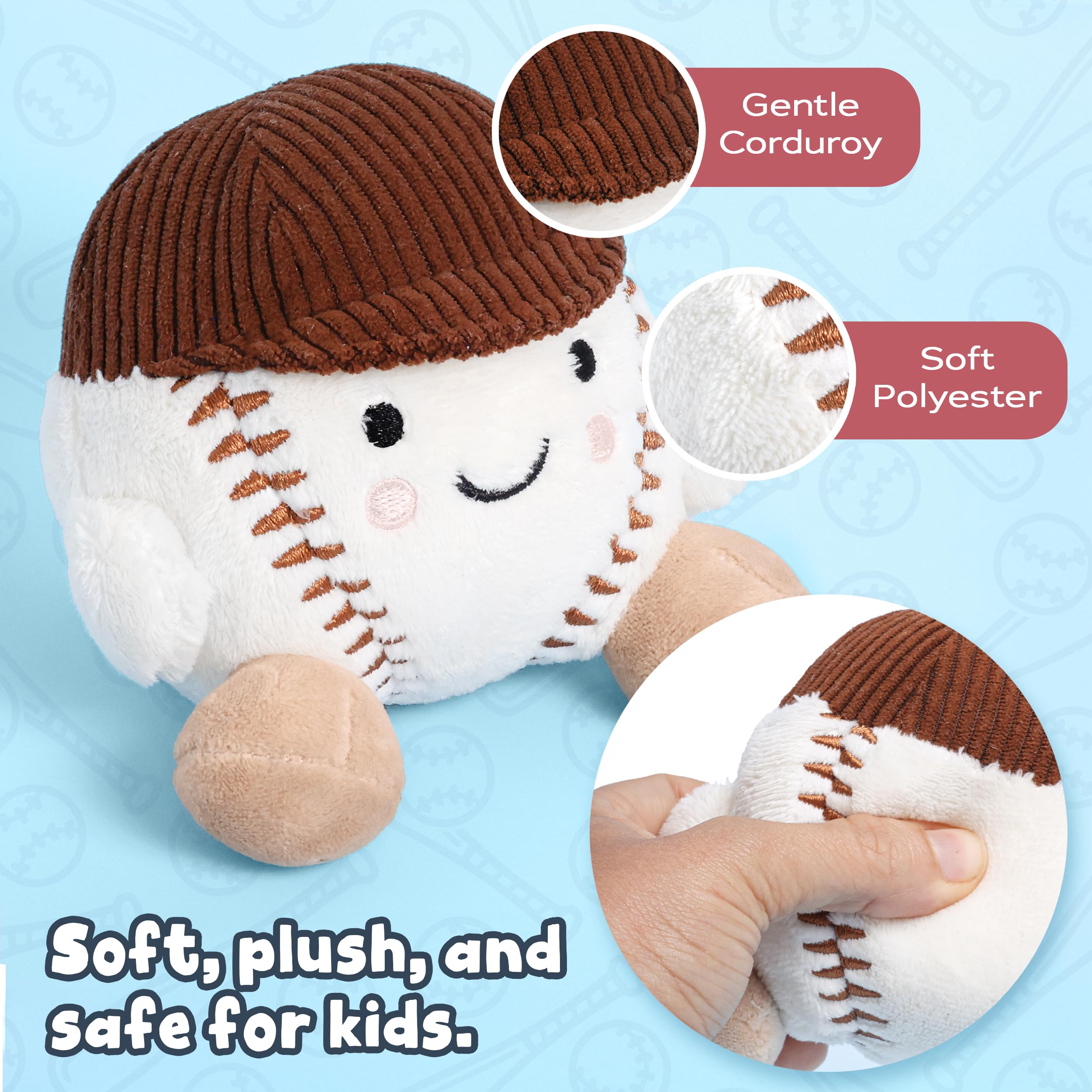 Smart and Sporty toddler baseball stuffie supports creative games