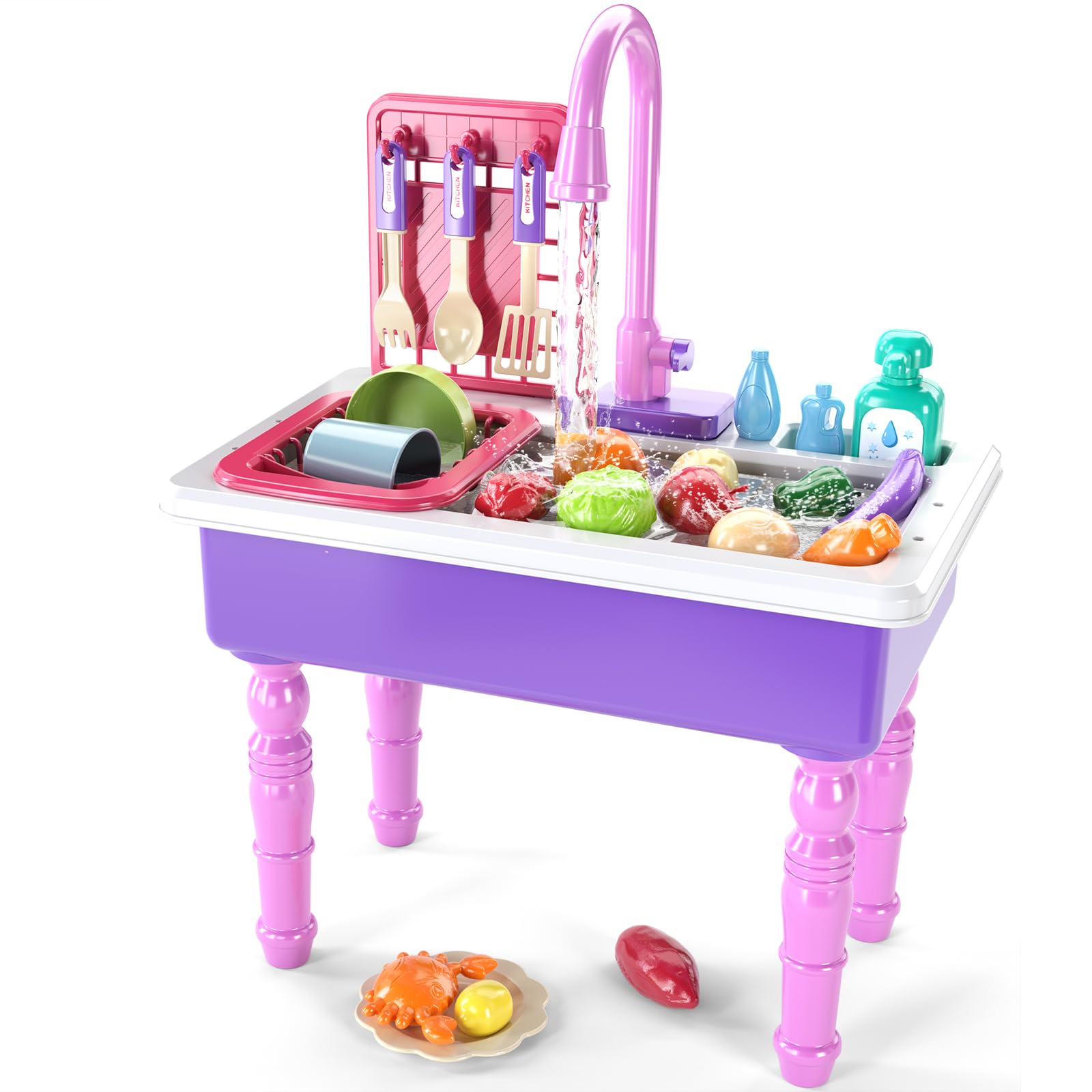 SmartChef play kitchen sink toy with realistic faucet for immersive pretend washing