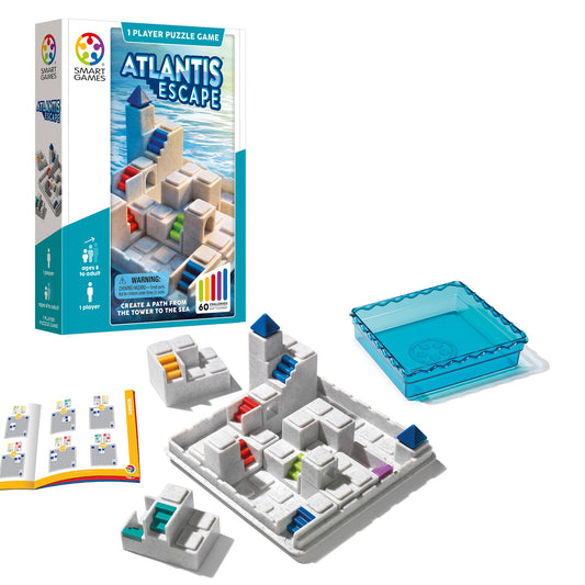 SmartGames Atlantis Escape board, a compact portable logic puzzle for on-the-go brain training