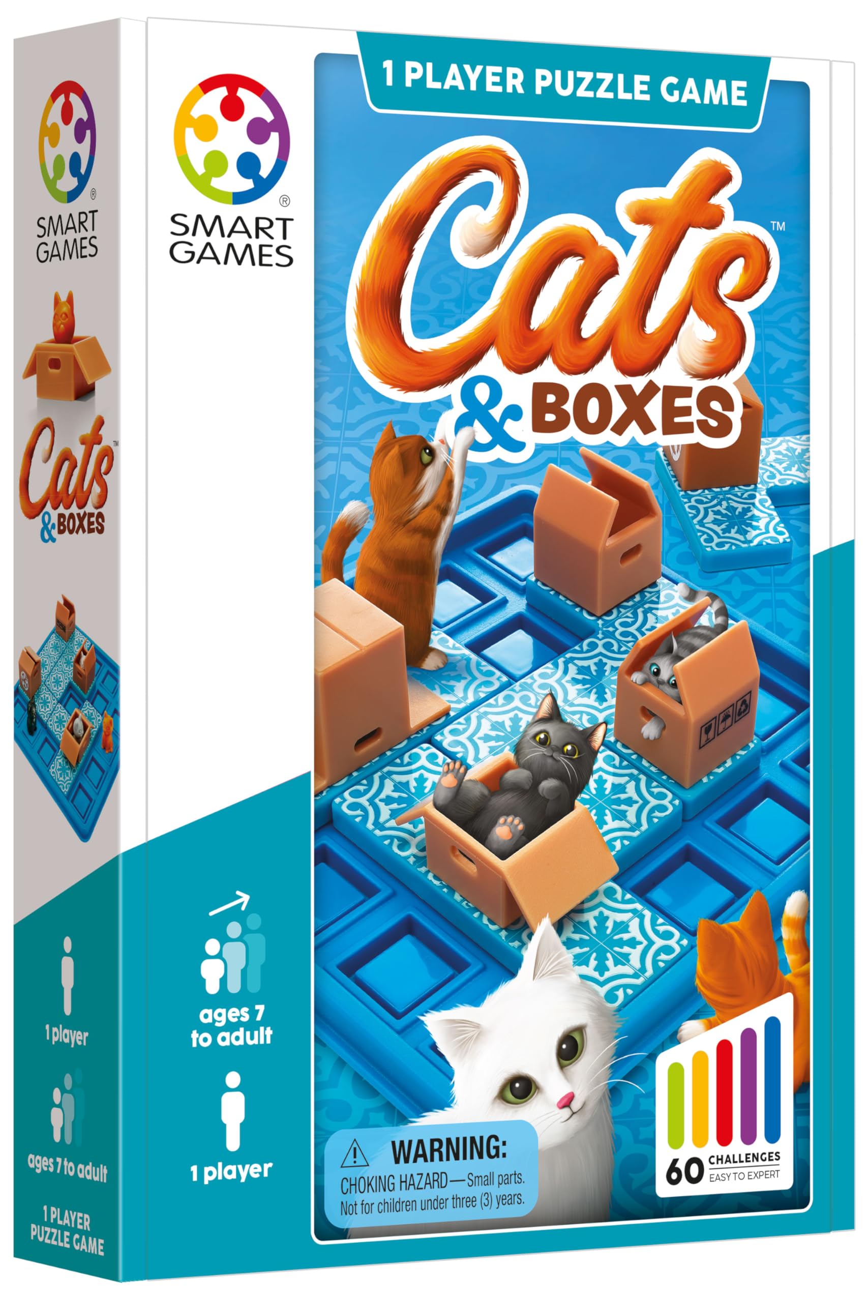 SmartGames Cats & Boxes challenges—progressive packs from easy to expert.