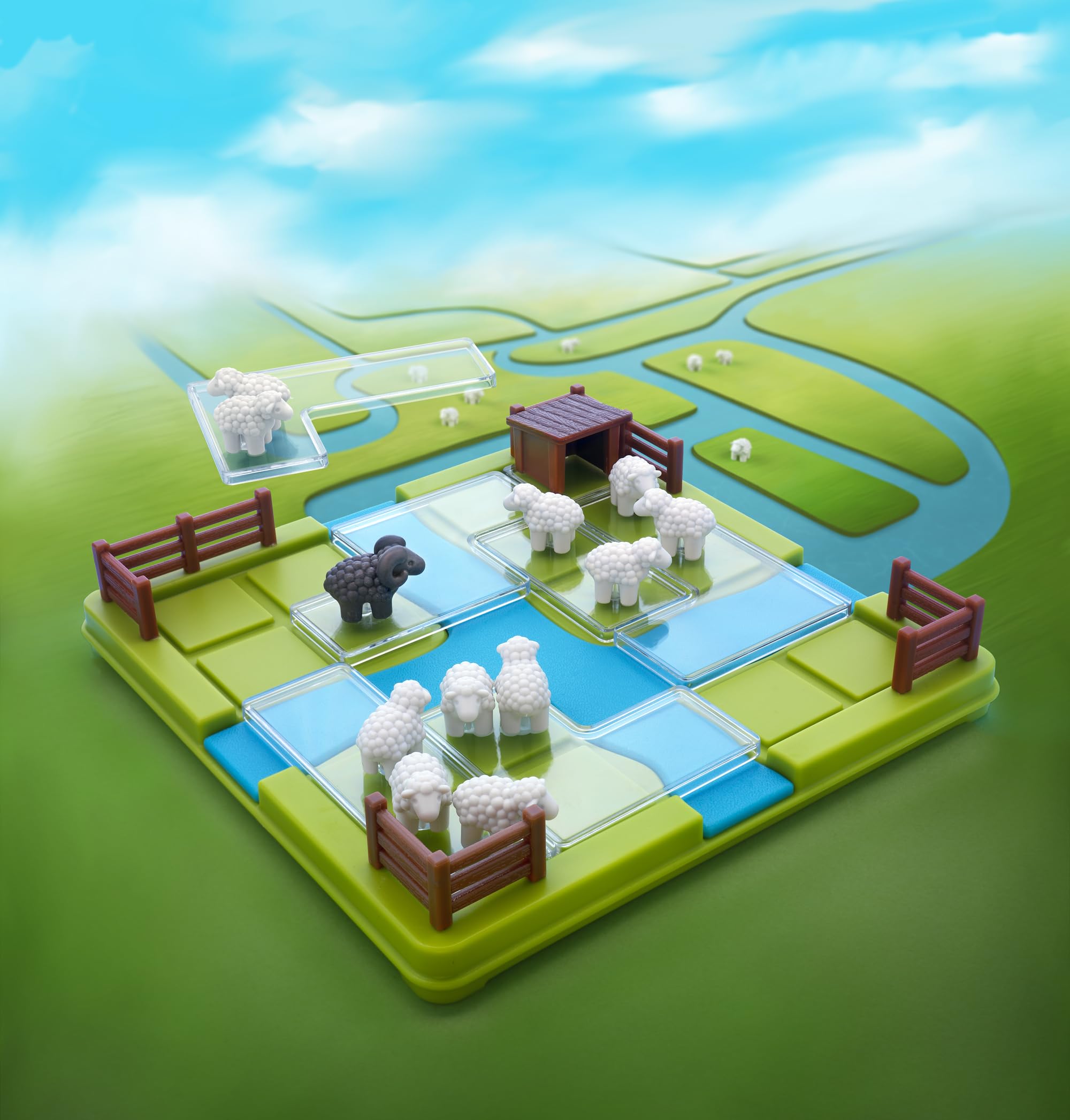 SmartGames Counting Sheep child playing to build reasoning on the go.