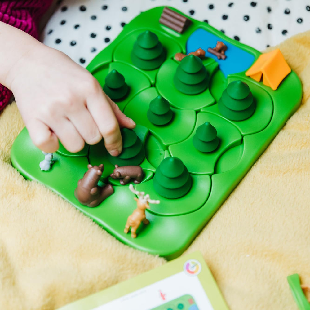 SmartGames Grizzly Gears forest path tiles showing rotating puzzle pieces