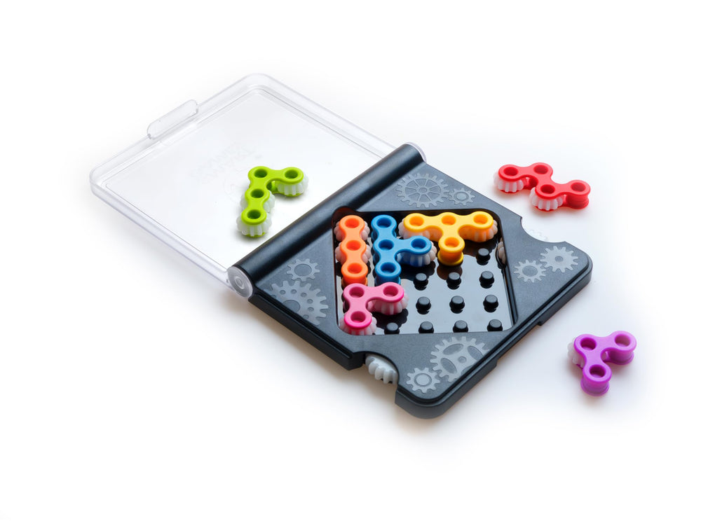 SmartGames IQ Gears features 120 challenges across five levels to grow with you.