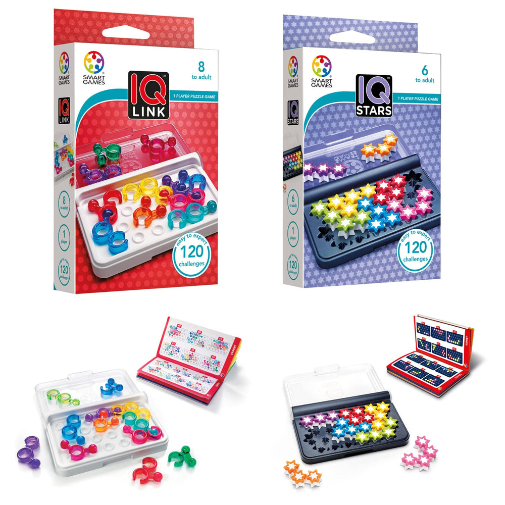 SmartGames IQ Link compact case for portable, on-the-go brain training.