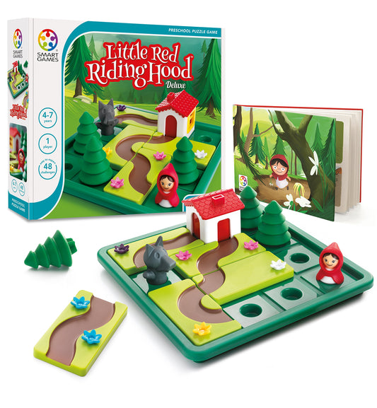 SmartGames Little Red Riding Hood puzzle setup shows forest path for early problem solving
