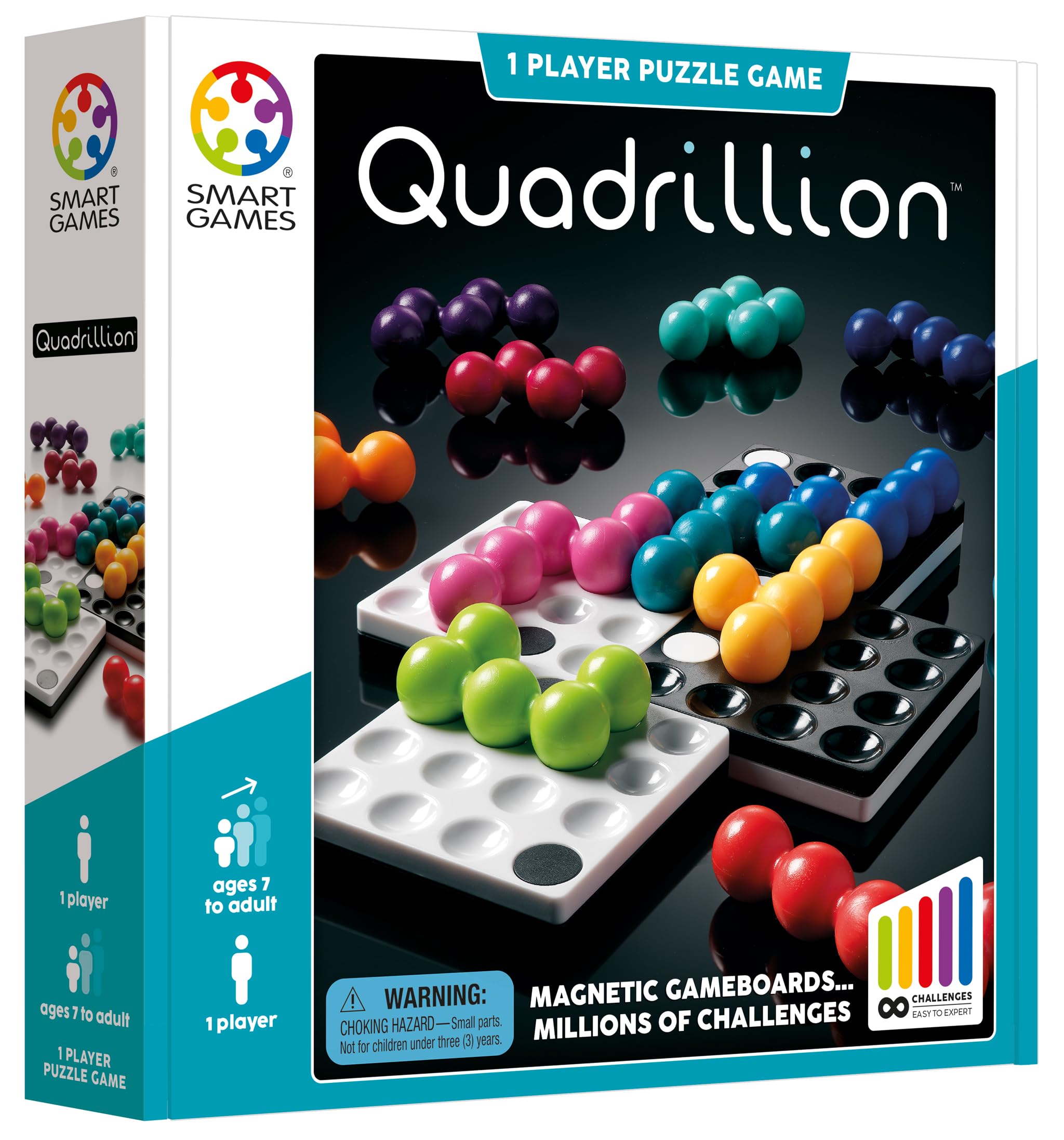 SmartGames Quadrillion includes a 60-puzzle booklet guiding challenges