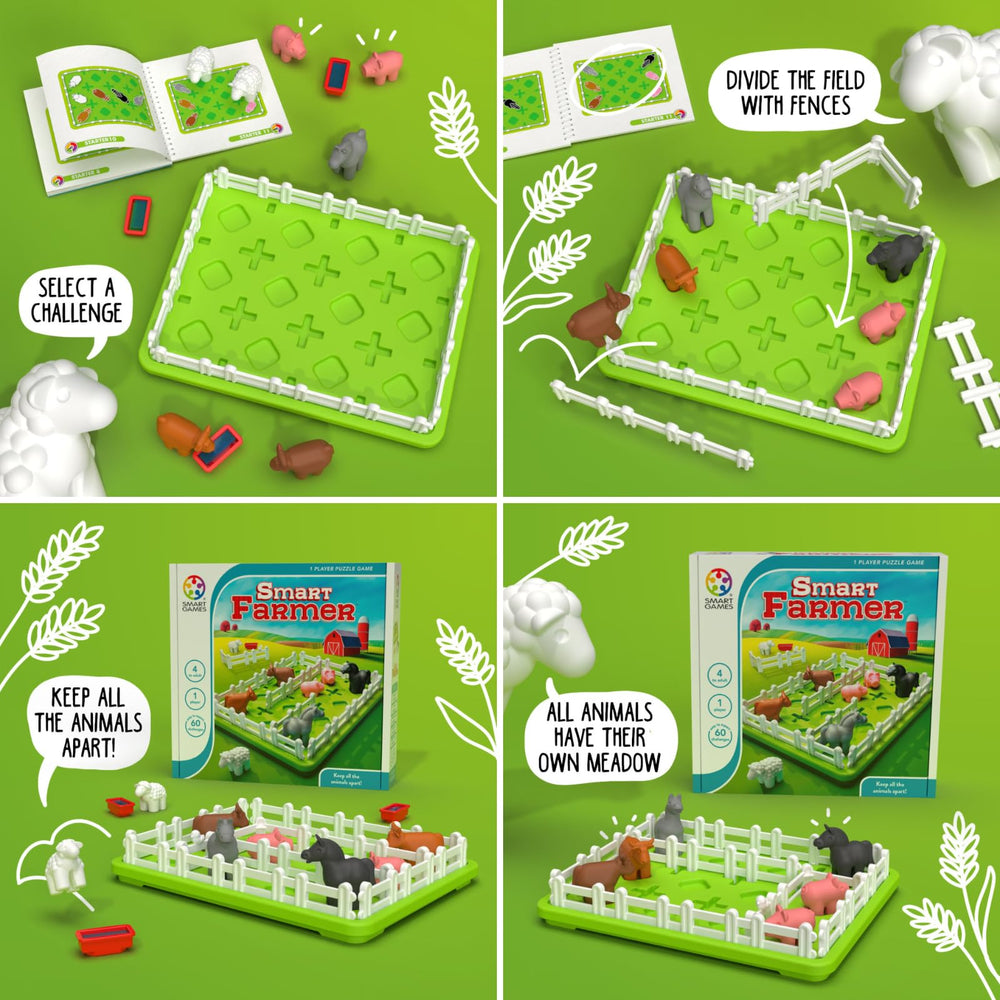 SmartGames Smart Farmer puzzle boards promote steady focus during puzzles.