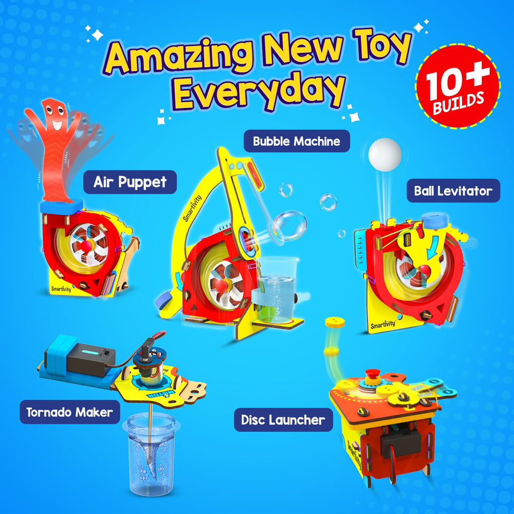 Smartivity 10-in-1 kit bubble launcher shows propulsion concepts in action