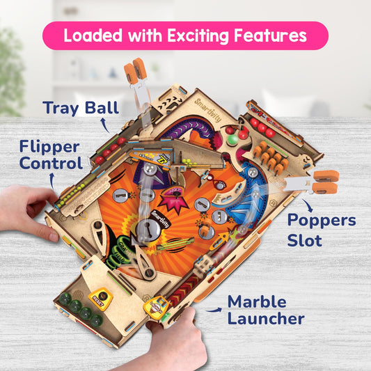 Smartivity Pinball Machine in action offers screen-free play and problem solving.