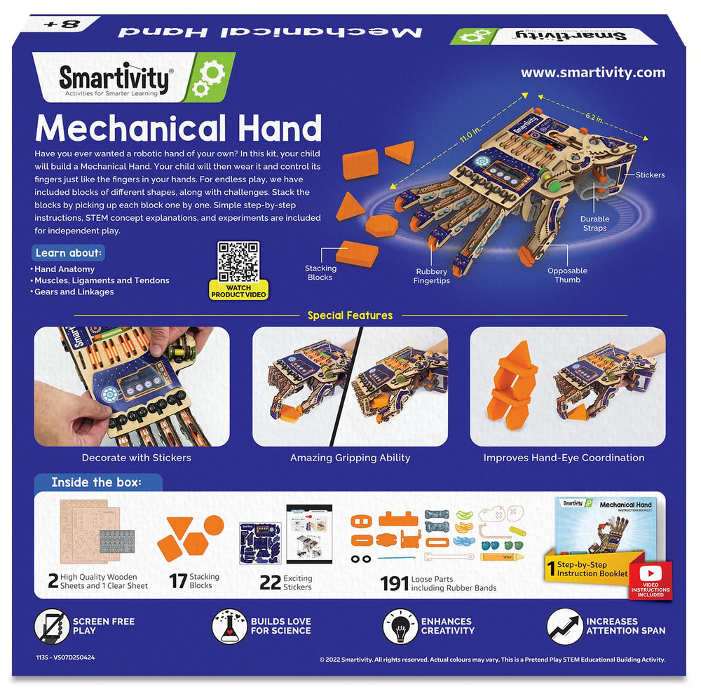 Smartivity DIY robotic hand gift packaging, ideal for birthdays and holidays.