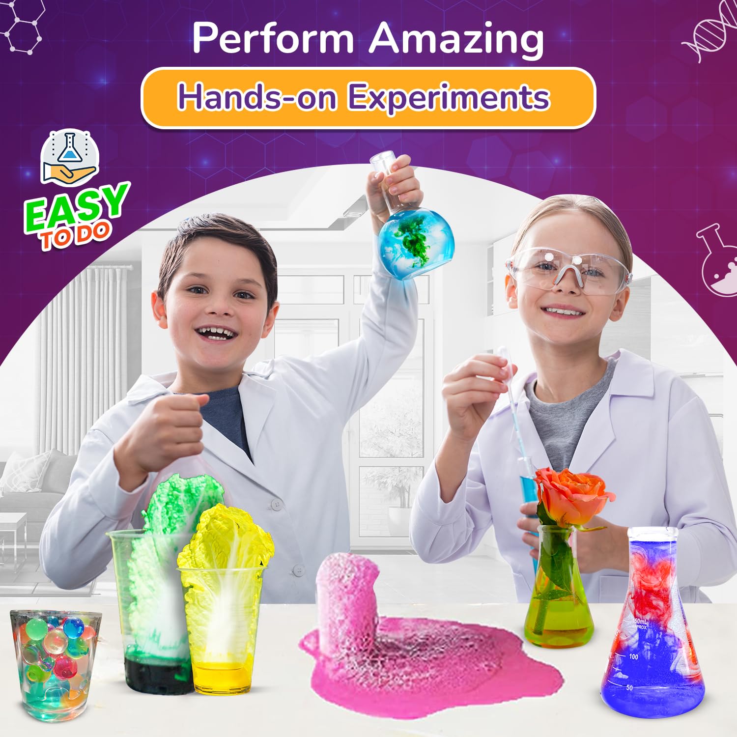 Smartivity Legendary Mega 150 test tubes in a safe learning setup
