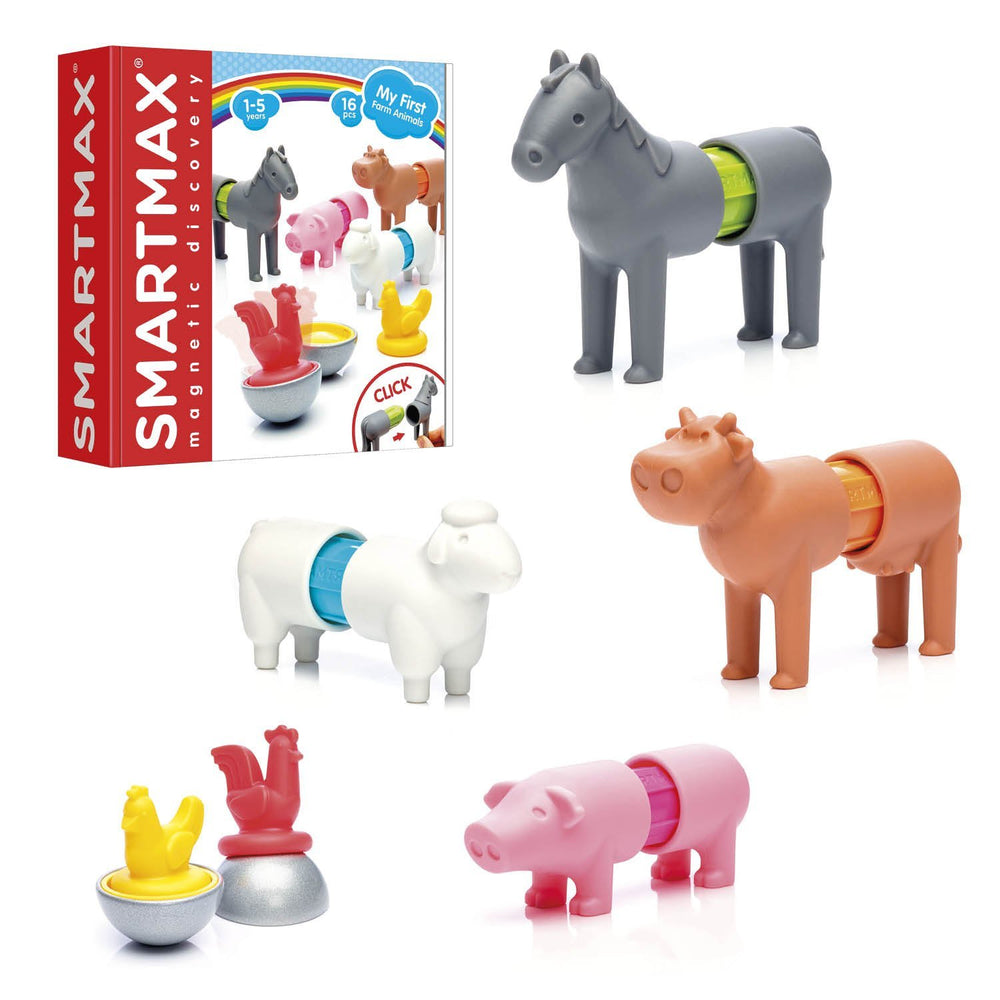 SmartMax My First Farm Animals cow piece showing a simple magnetic connection for young builders.