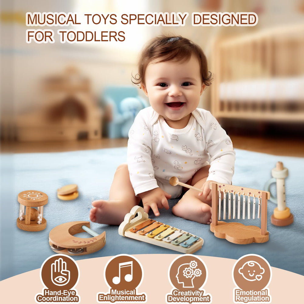 Smartwo Baby wooden trumpet for creative sound exploration.