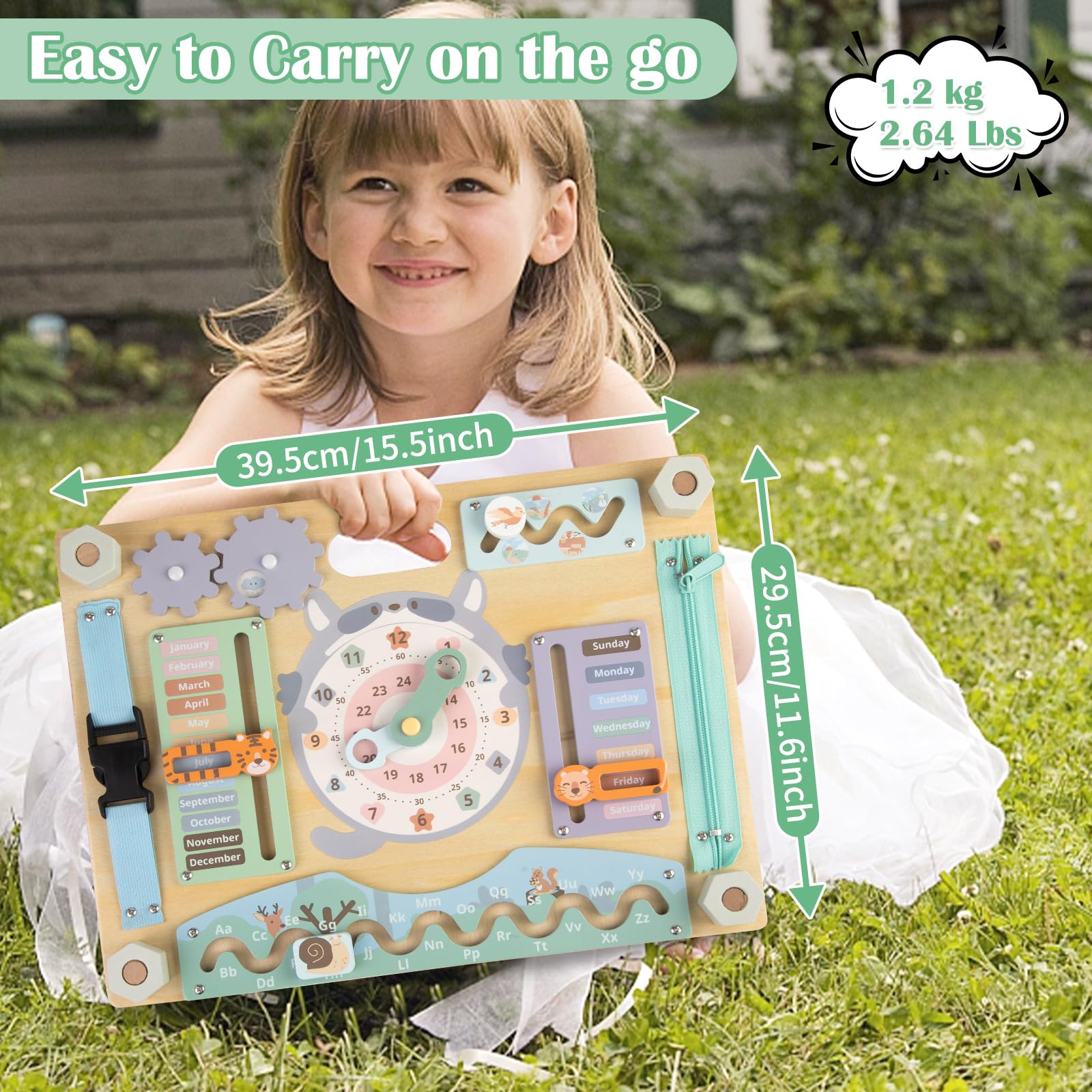 Smartwo busy board days seasons letters numbers highlight cognitive concept exploration.