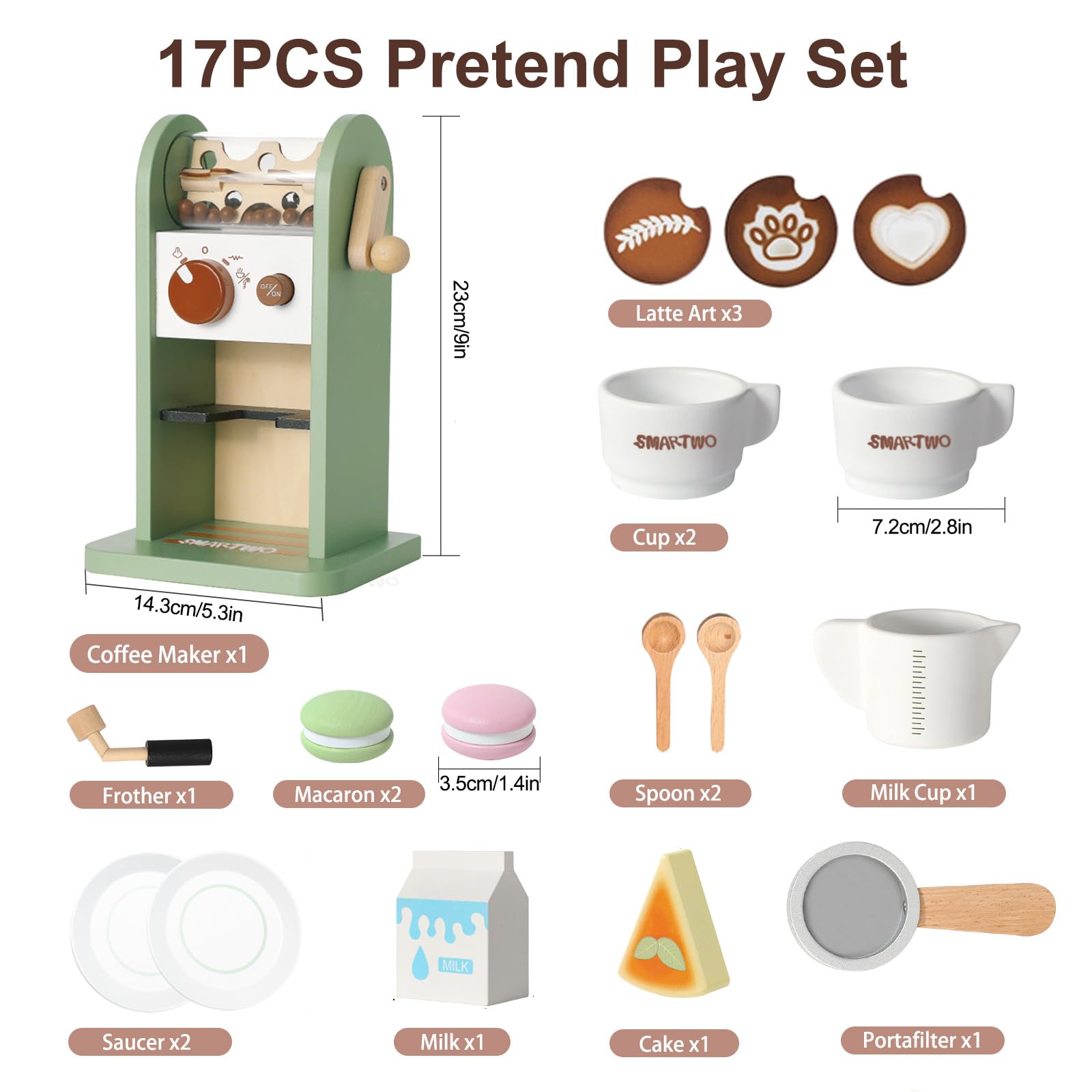 Smartwo cup set enhances serving pretend coffee with realistic cups and plates