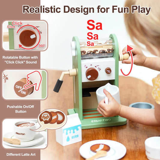Smartwo coffee grinder toy piece boosts hand-eye coordination during pretend coffee making