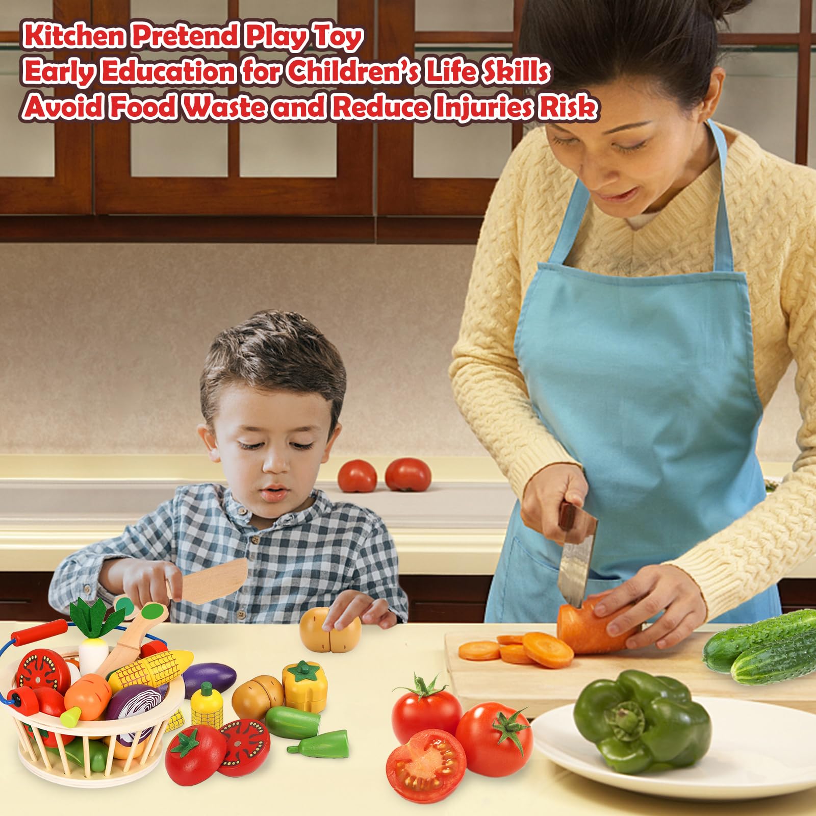 Smartwo magnetic cutting vegetables blocks for safe, engaging pretend chopping