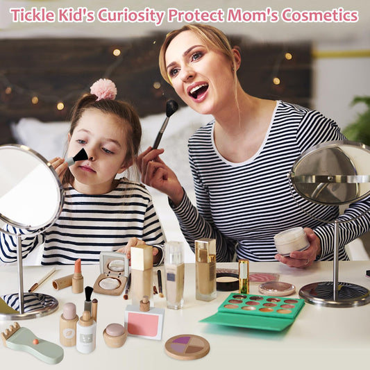 Smartwo Morandi-colored wooden makeup palette supports tactile exploration and color matching.