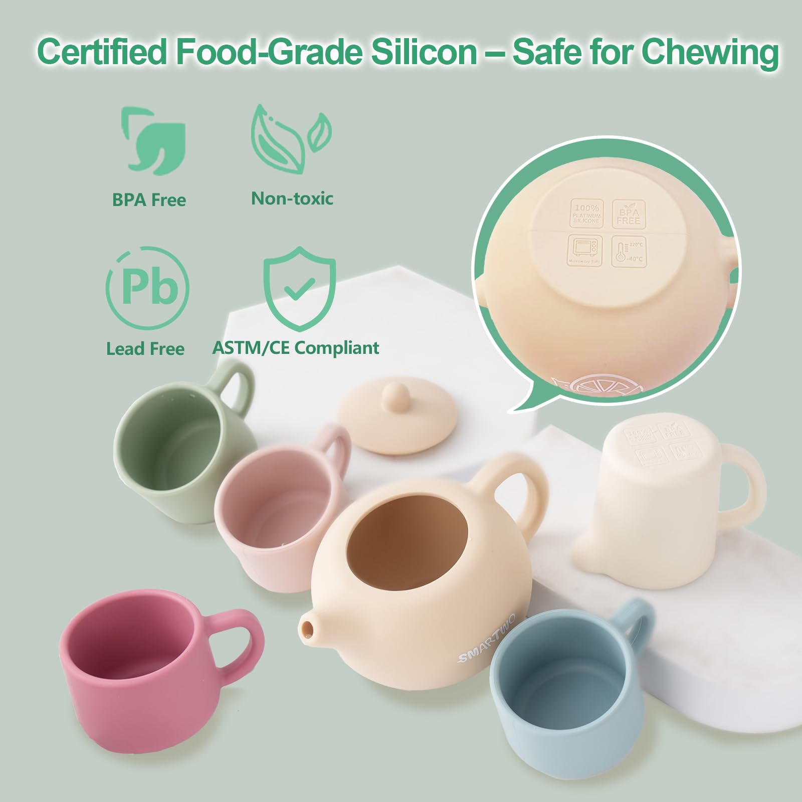 Smartwo cloth napkin; reusable, quick-wipe clean for tidy tea time.
