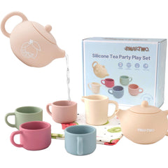 Smartwo silicone tea pot with lid; safe for teething and pretend play.
