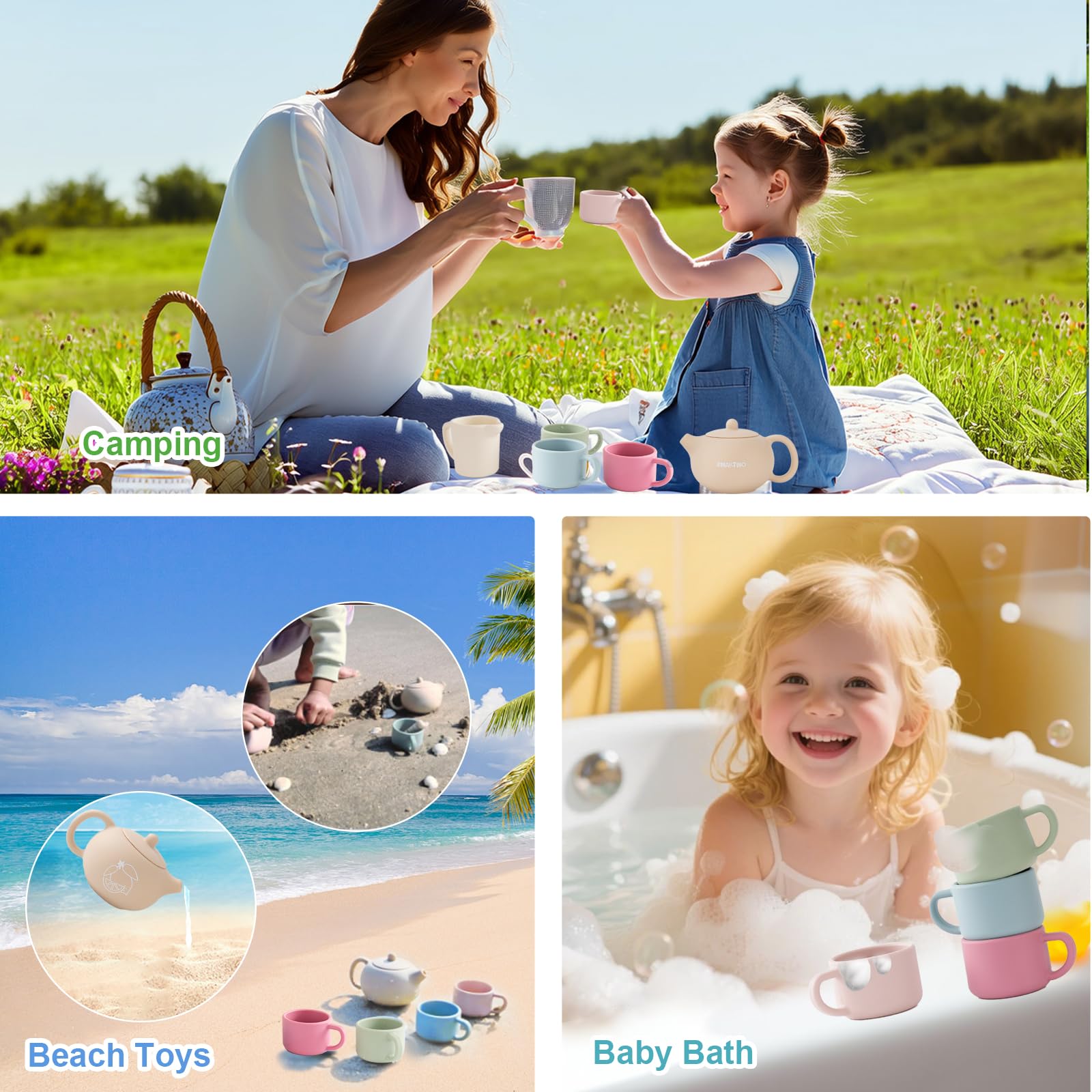 Smartwo four-color tea cups; vibrant set boosts social play.