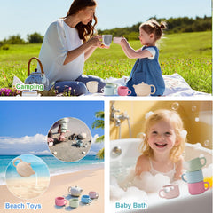 Smartwo four-color tea cups; vibrant set boosts social play.