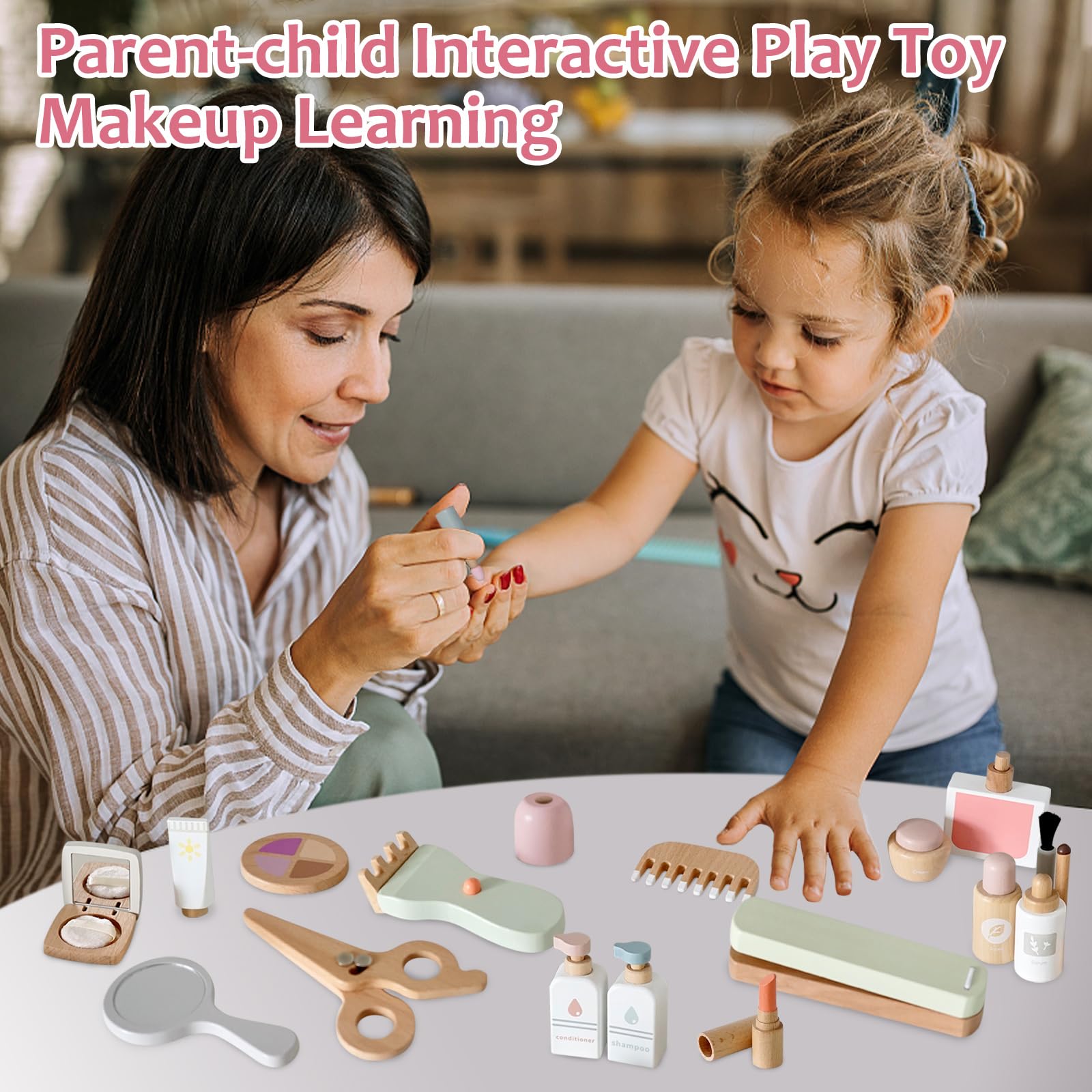 Smartwo wooden elastic hair ties and headband keep accessories neatly stored.