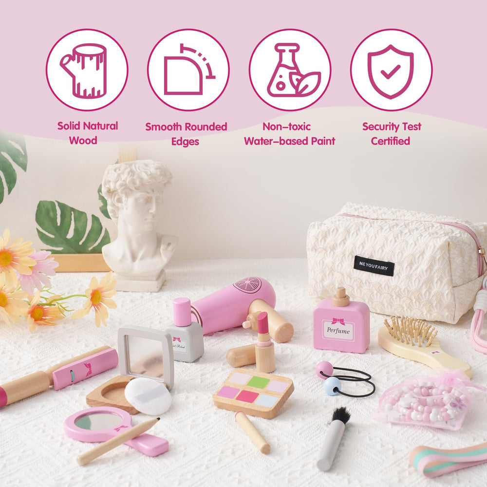 Smartwo wooden makeup set comb close-up supports fine motor exploration