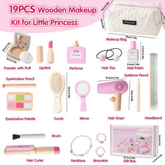 Smartwo wooden makeup set curling iron close-up for creative role play