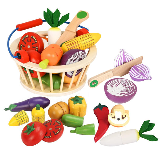 Smartwo wooden vegetable toys set ready for pretend kitchen play and imagination
