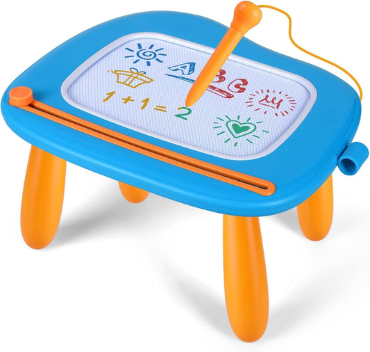 Smasiagon magnetic drawing board blue front view for mess-free creativity.