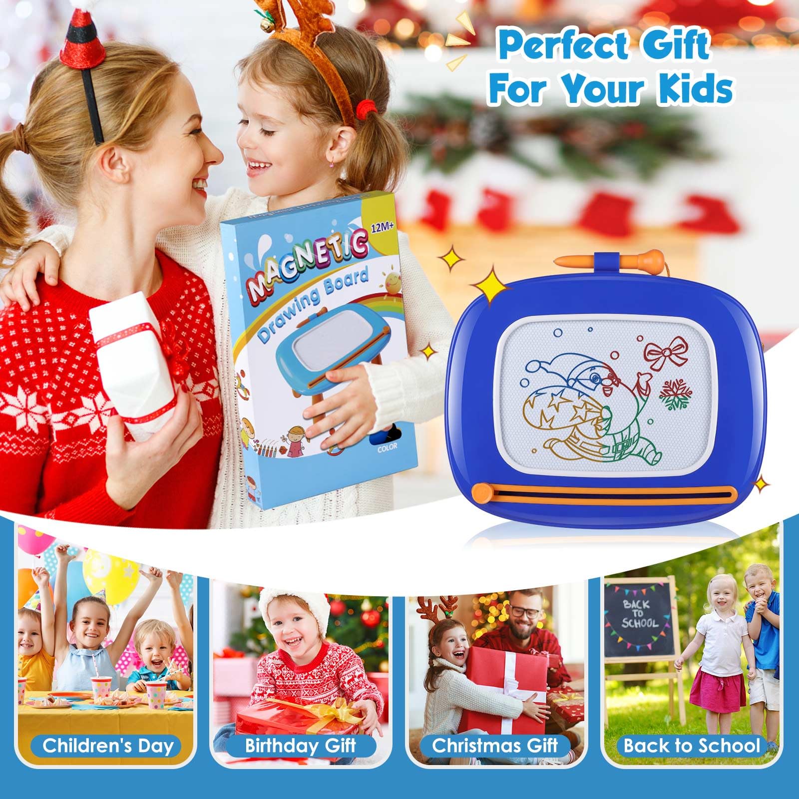 Smasiagon toddler drawing board with color magnets for vivid art
