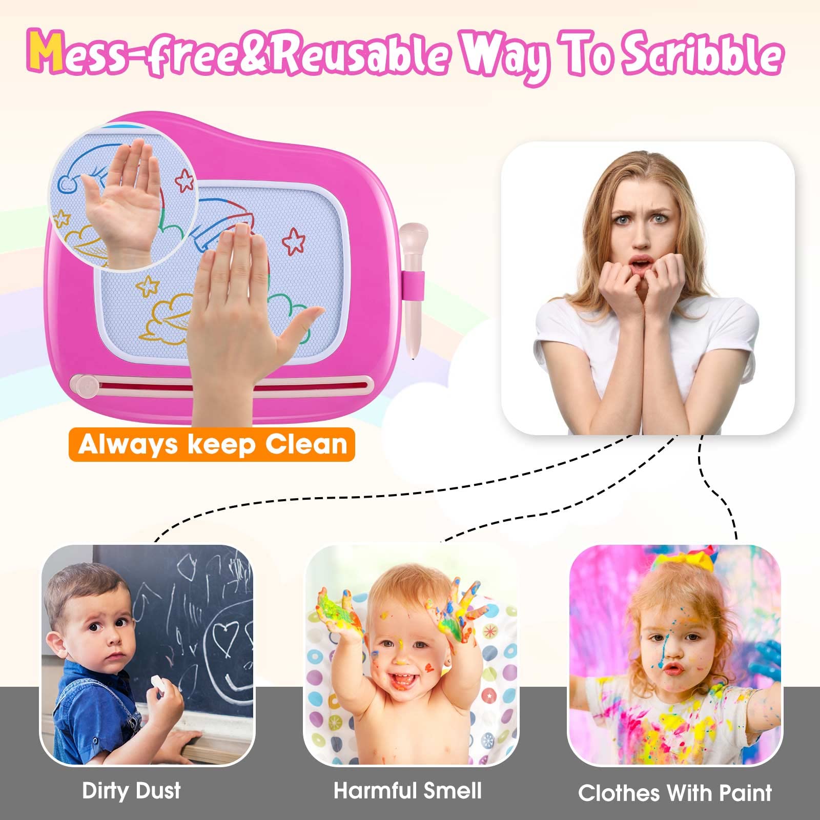 Smasiagon toddler drawing board with stable detachable legs