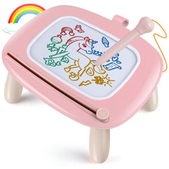 Smasiagon toddler magnetic drawing board, 8.9-inch pink surface for mess-free creativity.