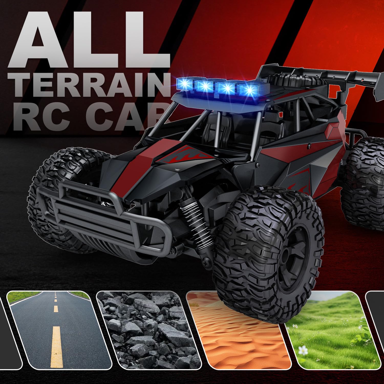 SmGily 1:12 RC car rear view highlights a sturdy chassis construction.