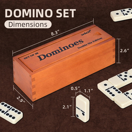 Close-up of Smilejoy dominos 28 tiles showing balanced weight and dots