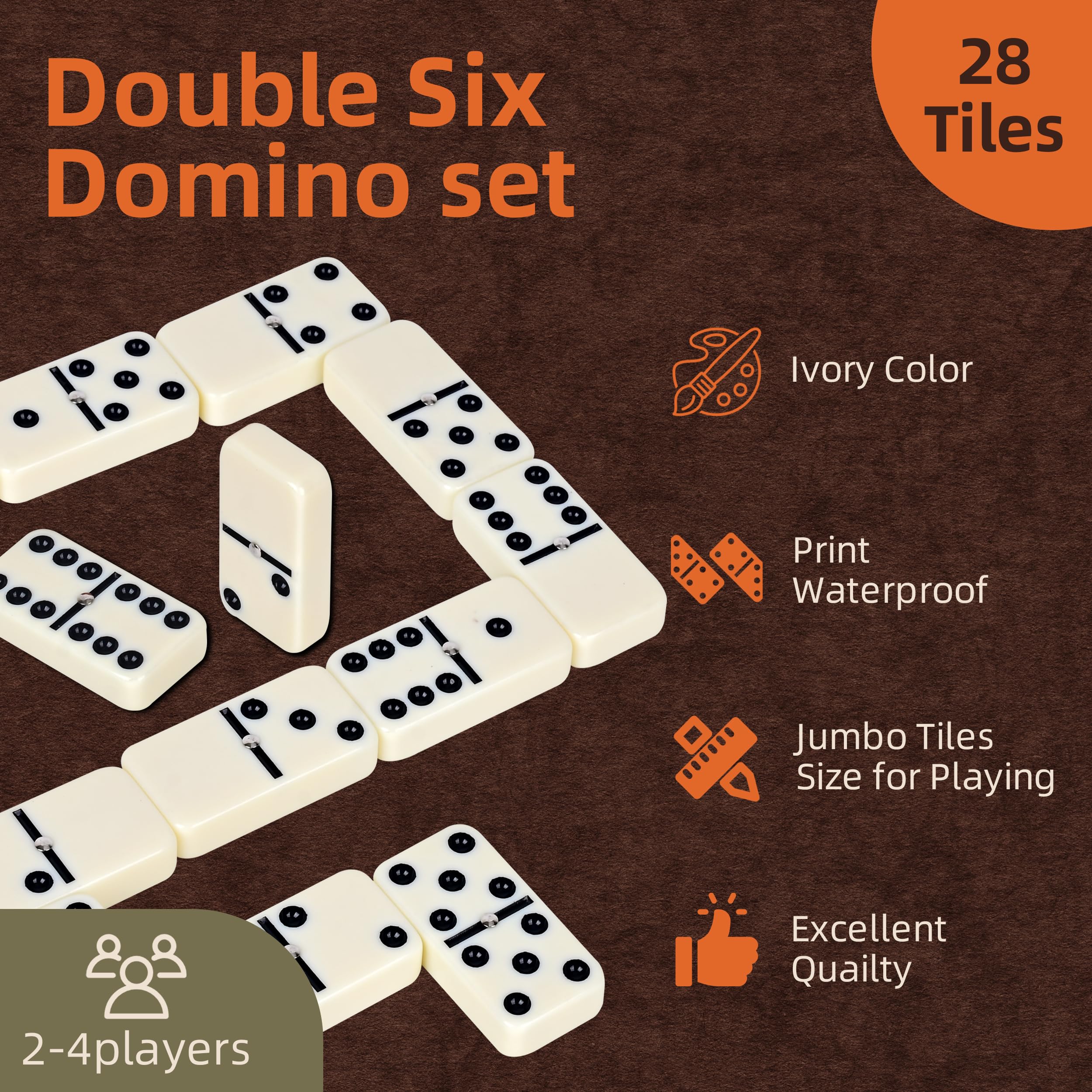 Smilejoy dominos showing balanced weight and classic double six dots for smooth play