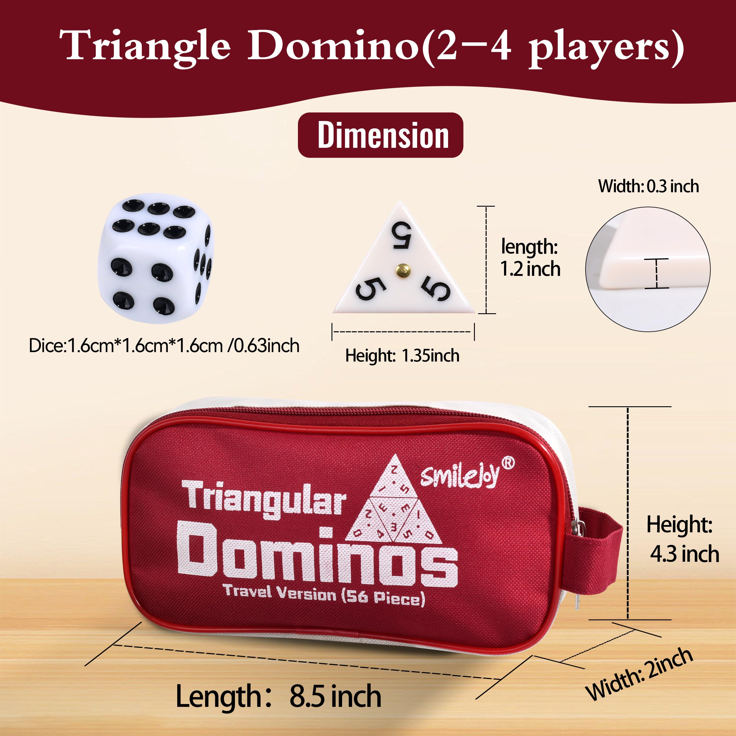 Smilejoy Triangle Domino 56-tile set ready for family game night.