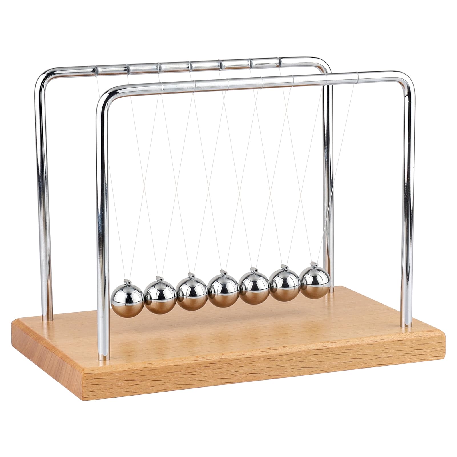 Smilesorg Newton's Cradle with seven beads demonstrates energy transfer on your desk
