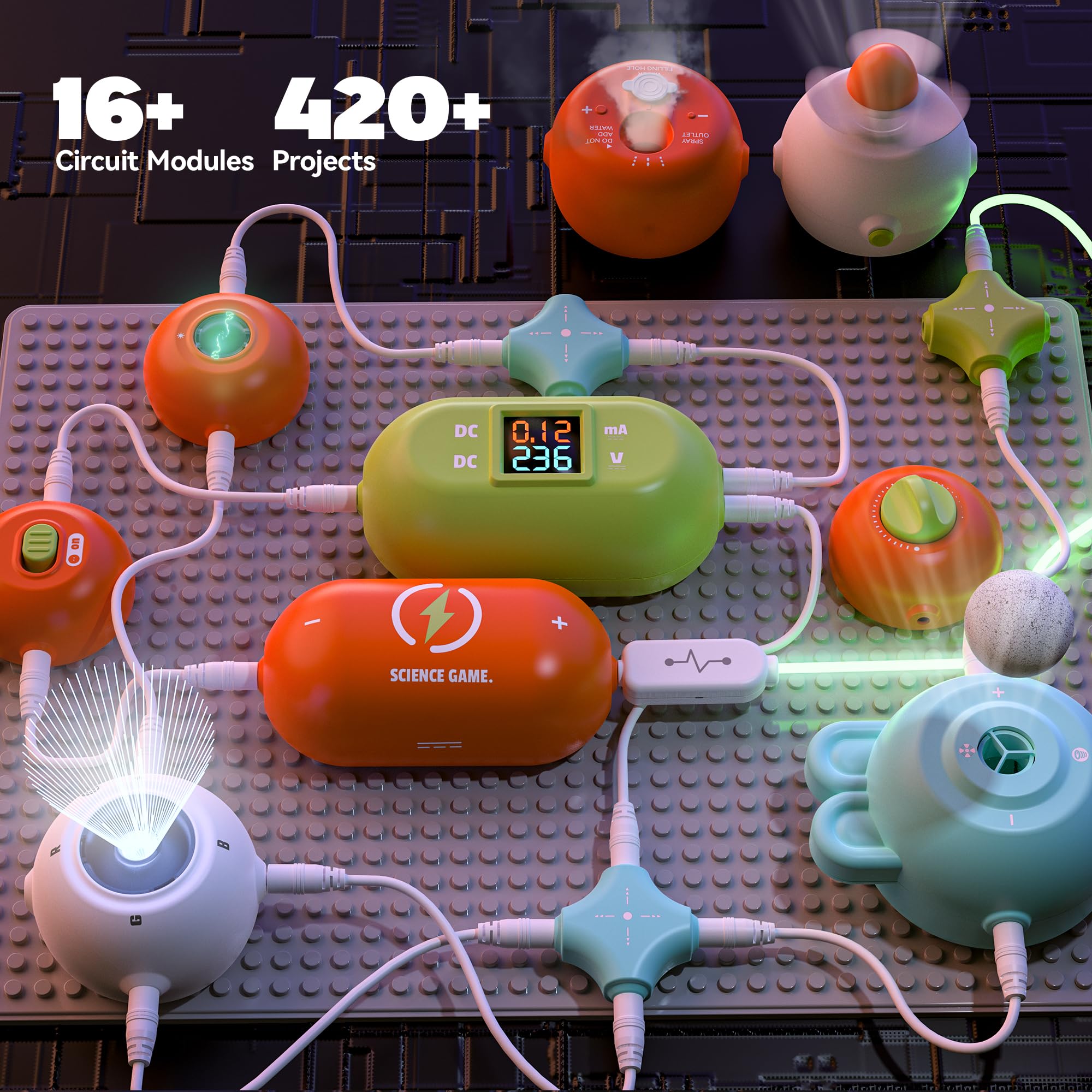 Smilesskiddo 35 circuit parts setup enables varied STEM experiments.