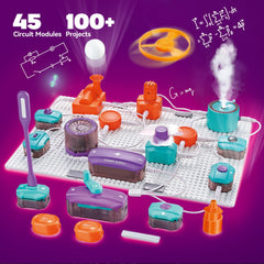 Close-up of SMILESSKIDDO 45-circuit pieces highlighting modular projects
