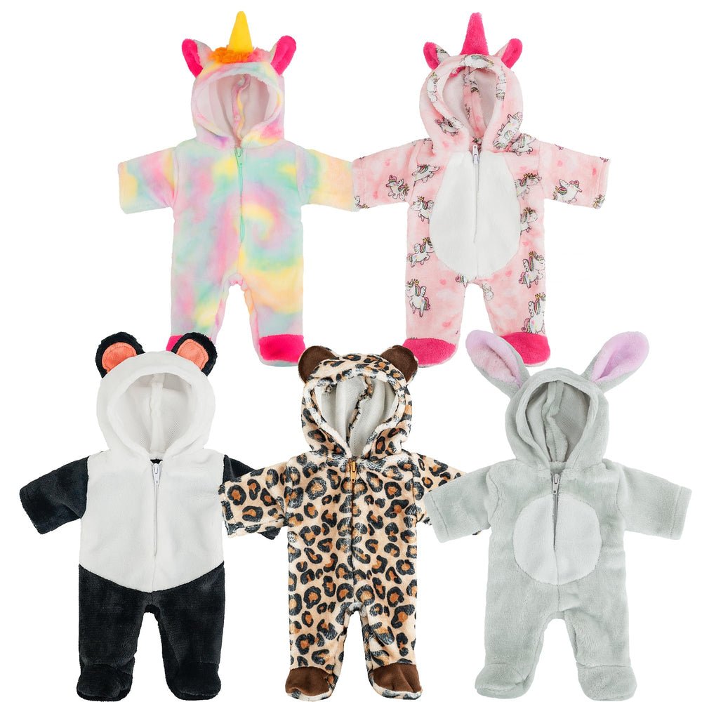 SMILESSKIDDO unicorn hooded outfit for 14-18 inch dolls, imaginative play ready