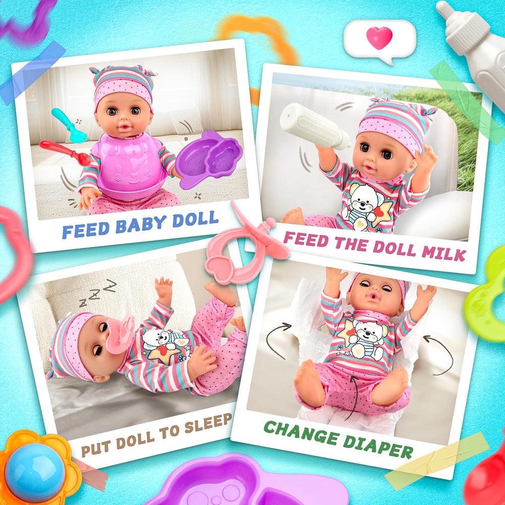 SMILESSKIDDO doll feeding set with bottle and pacifier for care routines.