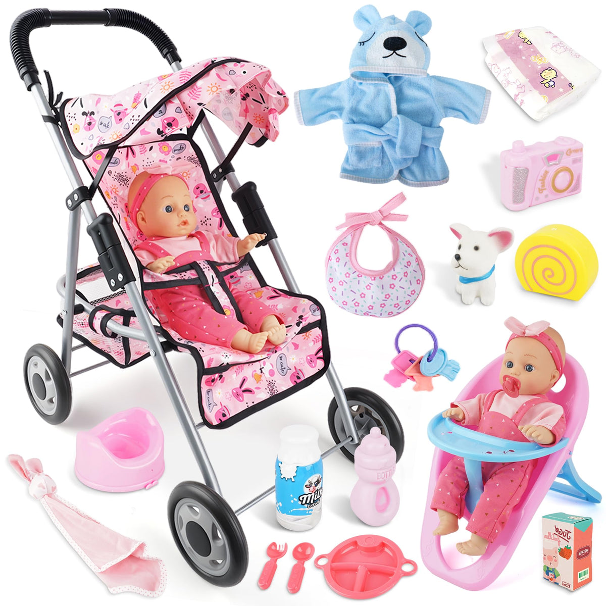 SMILESSKIDDO doll stroller playset for engaging nurturing pretend play.
